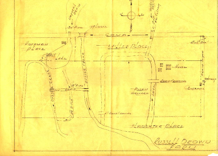 Russel Brown's sketch of his property before Miller Rd was built.